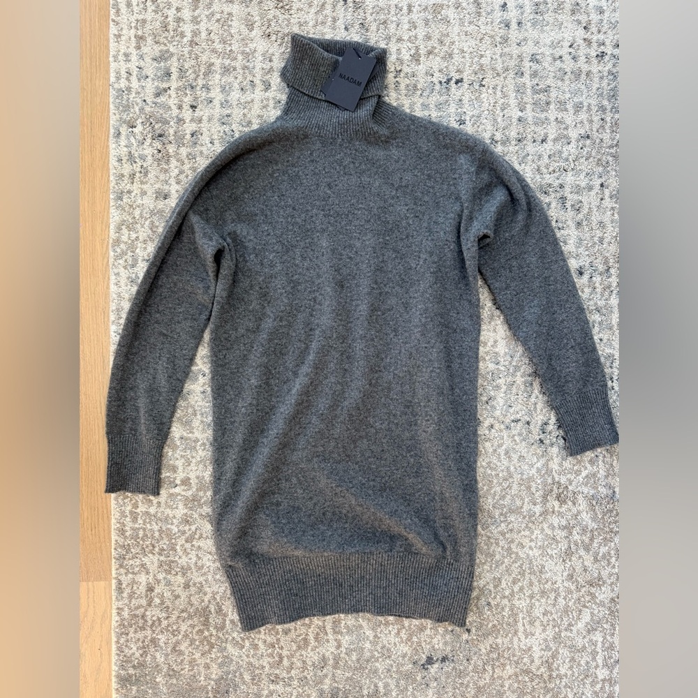 NAADAM Charcoal Turtleneck Mini Dress